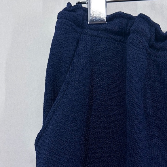 St. John Sport Navy Santa Knit Wide Leg High Waist Joggers Wool Medium - Picture 6 of 7